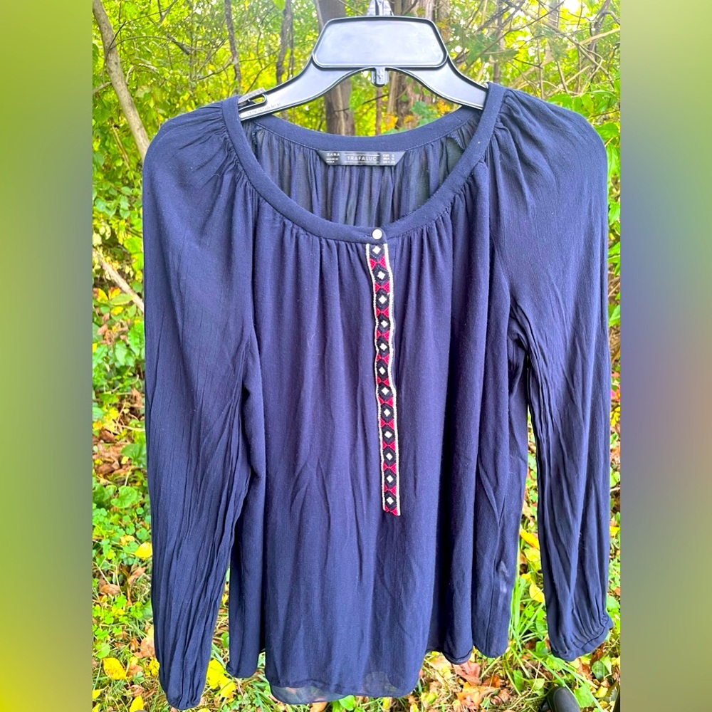 NEW! Zara Trafaluc❤️‍🔥navy blue blouse